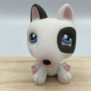 Littlest Pet Shop White Black Bull Terrier Dog Blue Eyes No #1664 Vintage 2004